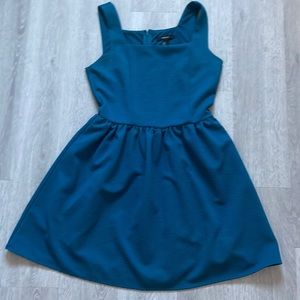 Dark teal textured midi dress